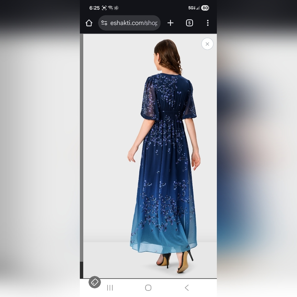 Elegant Floral Blue Ombre Dress - Picture 14 of 15